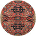 Round Traditional Saffron Red Persian Rug, tr4239