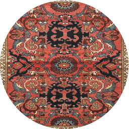 Square Machine Washable Traditional Saffron Red Rug, wshtr4239