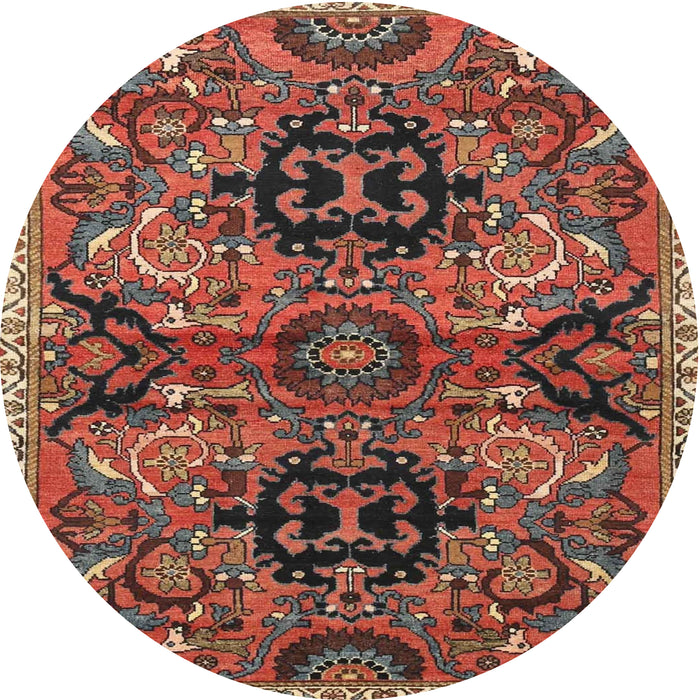 Square Machine Washable Traditional Saffron Red Rug, wshtr4239