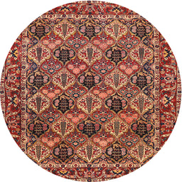 Square Machine Washable Traditional Tomato Red Rug, wshtr423