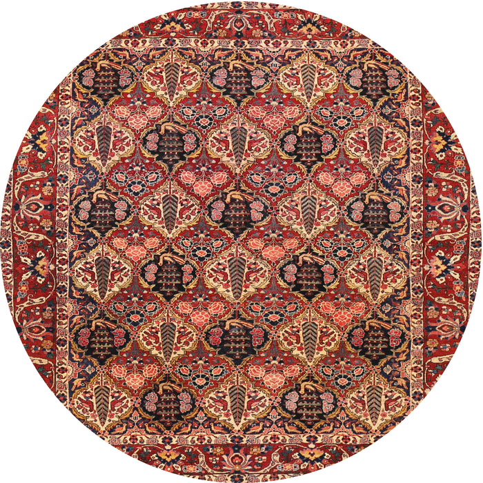 Square Machine Washable Traditional Tomato Red Rug, wshtr423