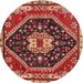 Round Traditional Sunrise Orange Persian Rug, tr4242