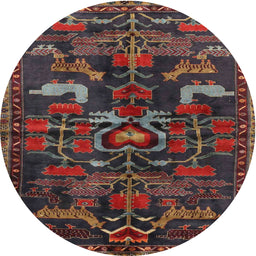 Round Traditional Brown Animal Rug, tr4244