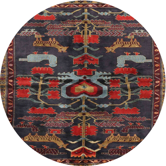 Round Traditional Brown Animal Rug, tr4244