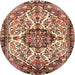 Round Traditional Saffron Red Persian Rug, tr4245