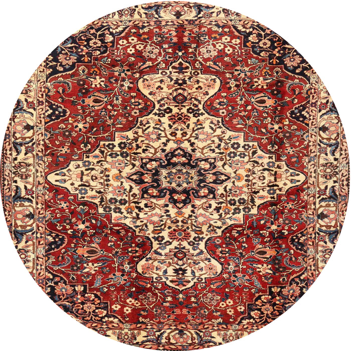 Round Traditional Saffron Red Persian Rug, tr4246