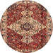 Round Traditional Saffron Red Persian Rug, tr4246