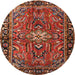 Round Traditional Rust Pink Persian Rug, tr4248