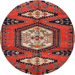 Round Traditional Rust Pink Persian Rug, tr4249