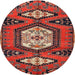 Round Traditional Rust Pink Persian Rug, tr4249