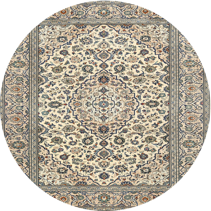 Round Traditional Carbon Gray Medallion Rug, tr424