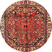 Square Machine Washable Traditional Tomato Red Rug, wshtr4251