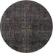 Round Traditional Carbon Gray Persian Rug, tr4252