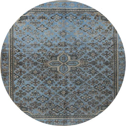 Round Traditional Silver Gray Persian Rug, tr4253