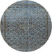 Round Traditional Silver Gray Persian Rug, tr4253