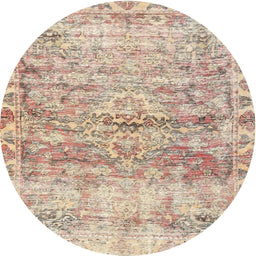 Round Traditional Deep Peach Orange Persian Rug, tr4254