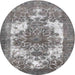 Round Traditional Dark Gray Persian Rug, tr4255