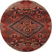 Round Traditional Crimson Red Persian Rug, tr4256