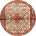 Round Traditional Red Persian Rug, tr4257