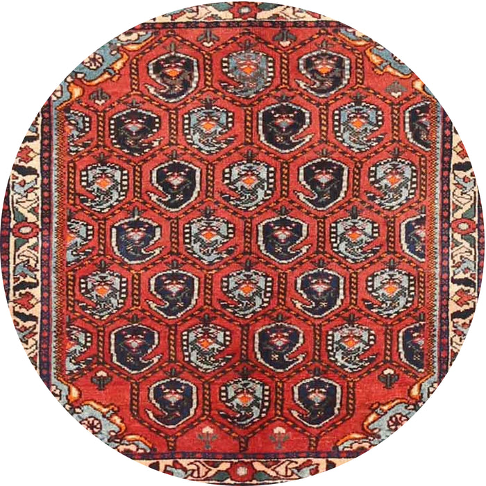 Round Traditional Orange Salmon Pink Persian Rug, tr4258