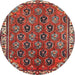 Round Traditional Orange Salmon Pink Persian Rug, tr4258