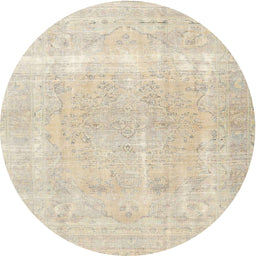 Round Traditional Vanilla Gold Persian Rug, tr4259