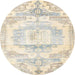 Round Traditional Tan Brown Persian Rug, tr4260