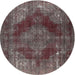 Round Traditional Dark Brown Persian Rug, tr4261