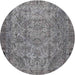 Round Traditional Dark Gray Persian Rug, tr4266