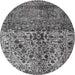 Round Traditional Dark Gray Persian Rug, tr4269