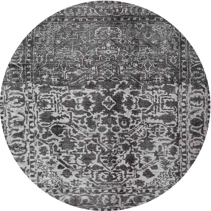 Square Machine Washable Traditional Dark Gray Rug, wshtr4269