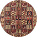 Square Machine Washable Traditional Saffron Red Rug, wshtr426