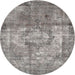 Round Traditional Dark Gray Persian Rug, tr4272