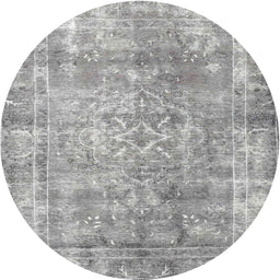 Round Traditional Gray Persian Rug, tr4274