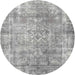 Square Machine Washable Traditional Grey Gray Rug, wshtr4274