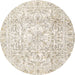 Round Traditional Tan Brown Persian Rug, tr4276