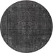 Round Traditional Carbon Gray Persian Rug, tr4277