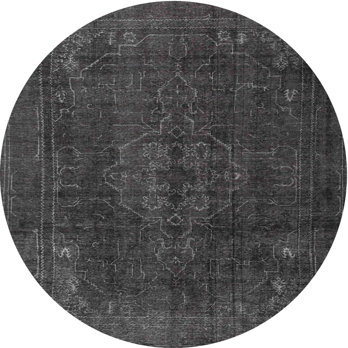 Square Machine Washable Traditional Carbon Gray Rug, wshtr4277