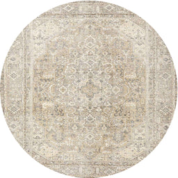 Square Machine Washable Traditional Light French Beige Brown Rug, wshtr4278