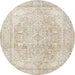 Round Traditional Light French Beige Brown Persian Rug, tr4278
