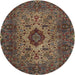 Round Traditional Dark Almond Brown Persian Rug, tr427