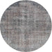 Square Machine Washable Traditional Dark Gray Rug, wshtr4280