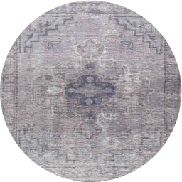 Round Traditional Platinum Silver Gray Persian Rug, tr4283