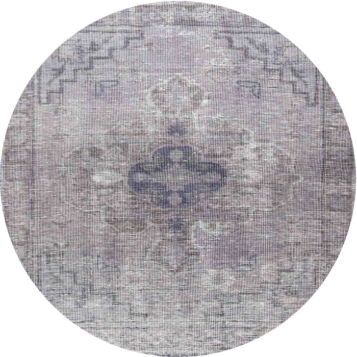 Round Traditional Platinum Silver Gray Persian Rug, tr4283