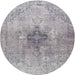 Round Traditional Platinum Silver Gray Persian Rug, tr4283