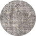 Round Traditional Pale Silver Gray Persian Rug, tr4285