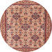 Round Traditional Sandy Brown Persian Rug, tr4287