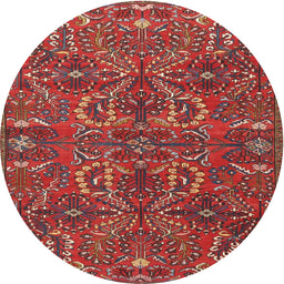 Round Traditional Rust Pink Persian Rug, tr4288