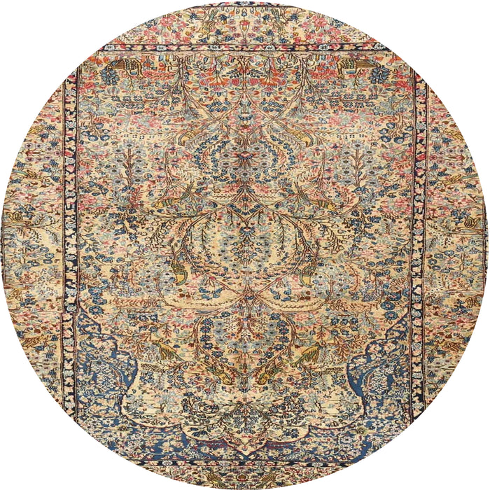 Round Traditional Sienna Brown Persian Rug, tr4289