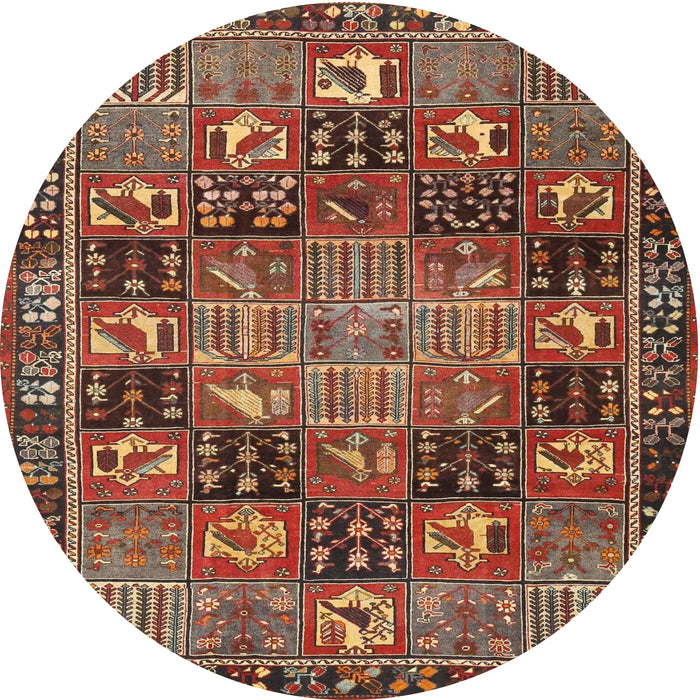 Round Traditional Saffron Red Persian Rug, tr4290